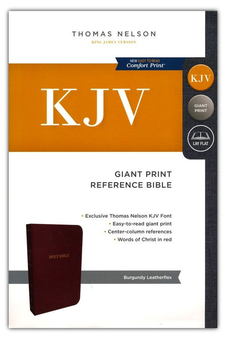 KJV Giant Print Center Column Reference Bible - Burgundy Leatherflex