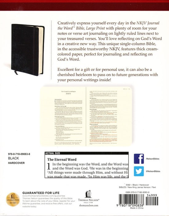 NKJV Journal the Word Bible Large Print Black Hardback