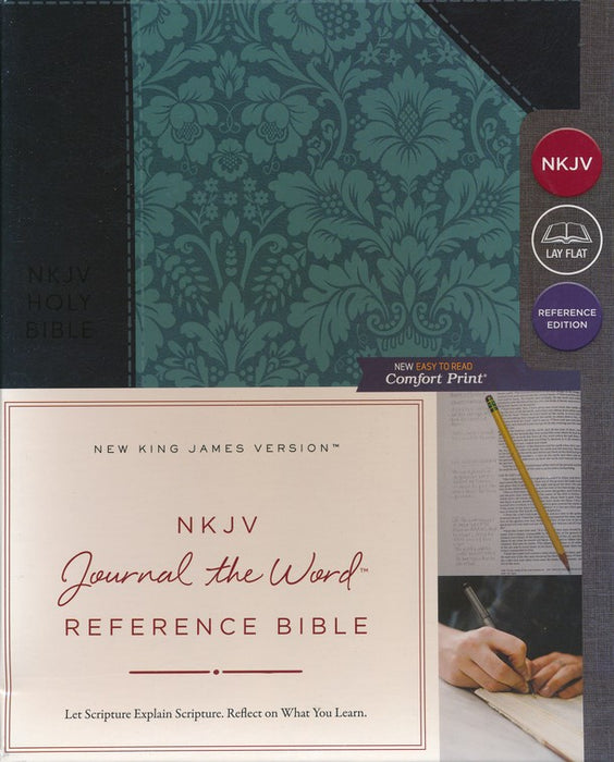 NKJV Journal the Word Reference Bible Navy/Turquoise Leathersoft