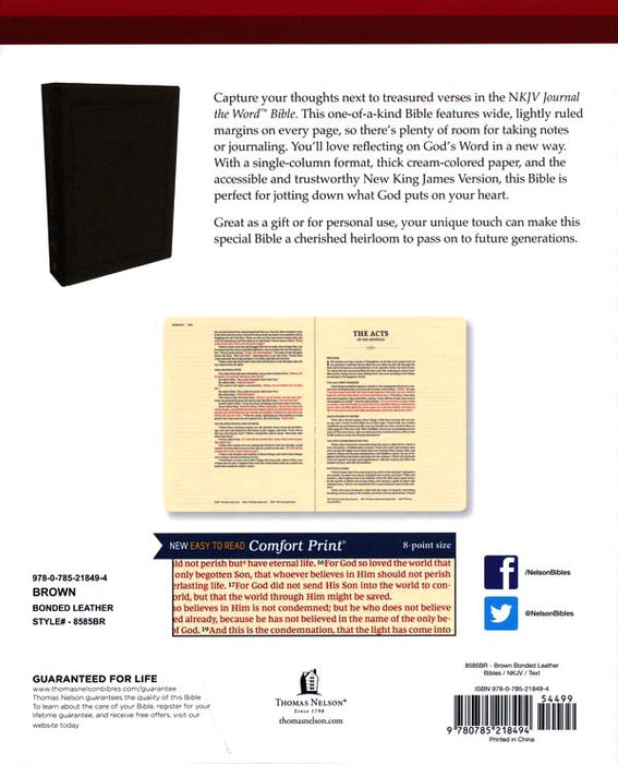 NKJV Journal the Word Bible Brown Bonded