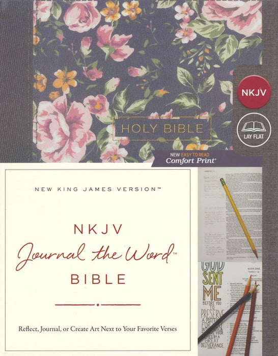 NKJV Journal the Word Bible Gray Floral HB