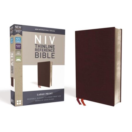 NIV Thinline Large Print Reference Bible Burgundy Bonded Leather