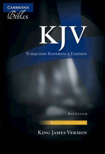 KJV Turquoise Reference Bible, Black Calf Split Leather