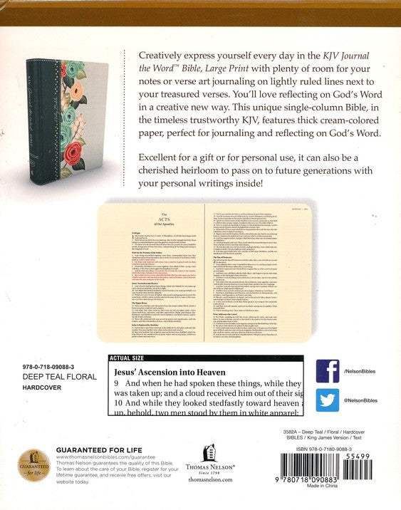 KJV Journal the Word Bible Large Print Teal Hardback