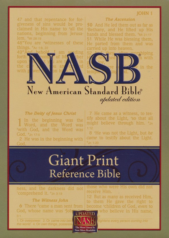 NASB Giant Print Reference Bible - Burgundy Leathertex Indexed