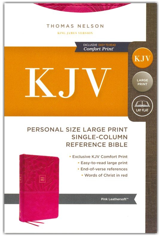 KJV Personal Size Large Print Single-Column Reference Bible, Pink Leathersoft
