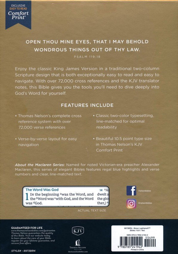 KJV Large Print Verse-By-Verse Reference Bible, Brown Leatherlook, Maclaren Series