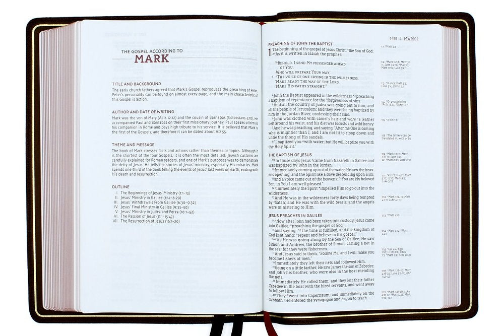 NASB Single Column Large Print Reference Bible Brown Leathersoft One