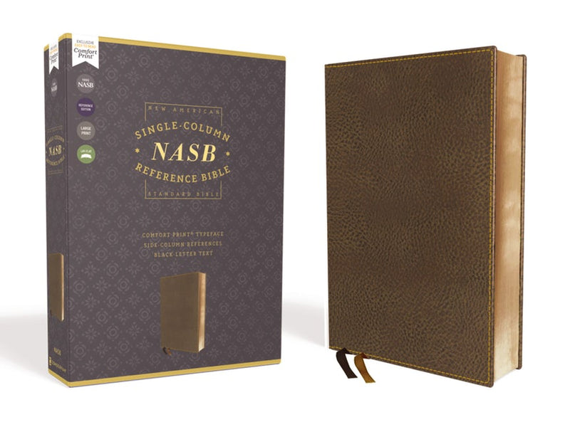 NASB Single-Column Large Print Reference Bible,  Brown Leathersoft