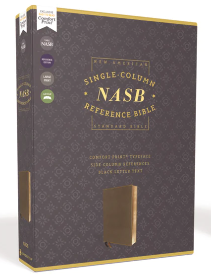 NASB Single-Column Large Print Reference Bible,  Brown Leathersoft