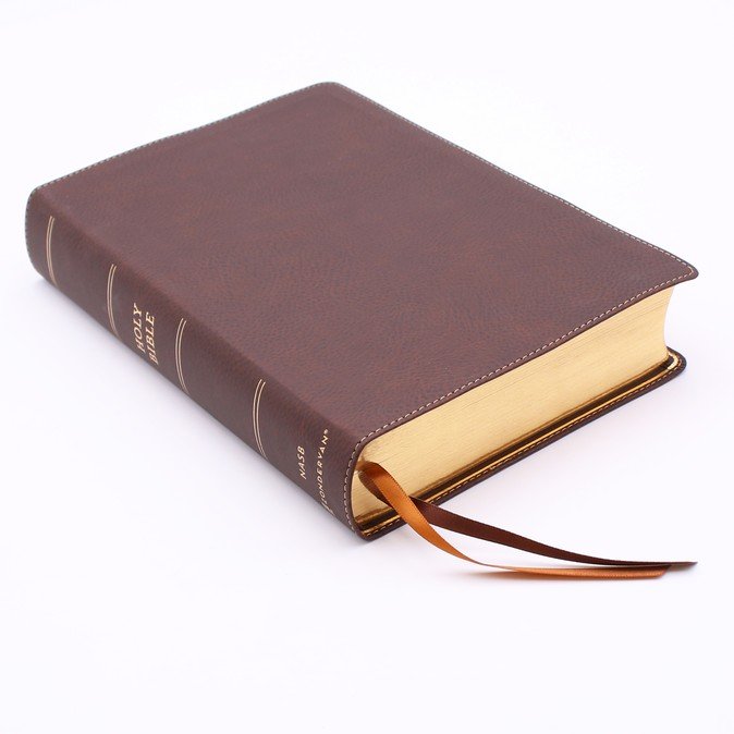 NASB Single-Column Large Print Reference Bible,  Brown Leathersoft