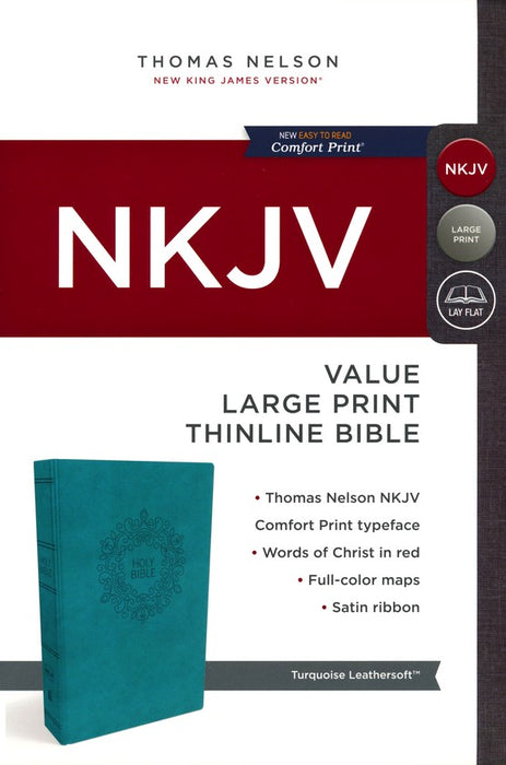 NKJV Value Large Print Thinline Bible Turquoise Leathersoft