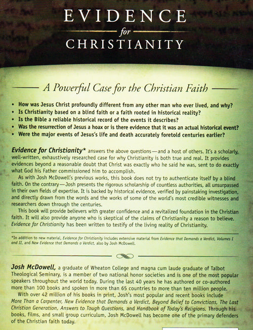 Evidence for Christianity Back Cover