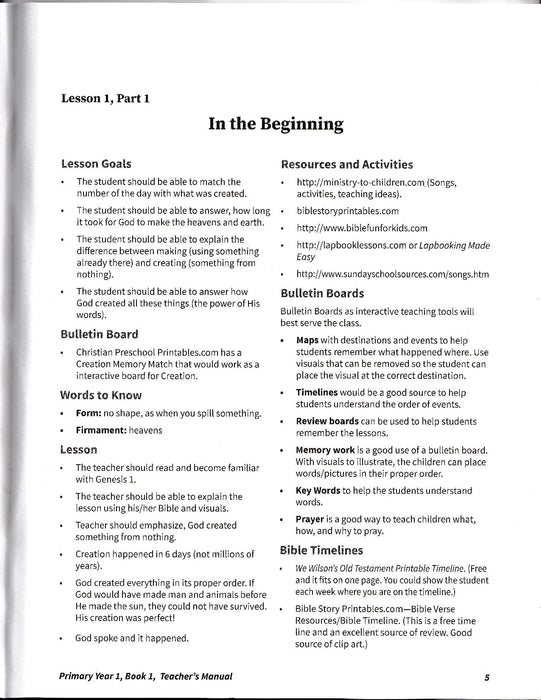 The Beginning of God's Way (Primary 1:1) Teacher Manual