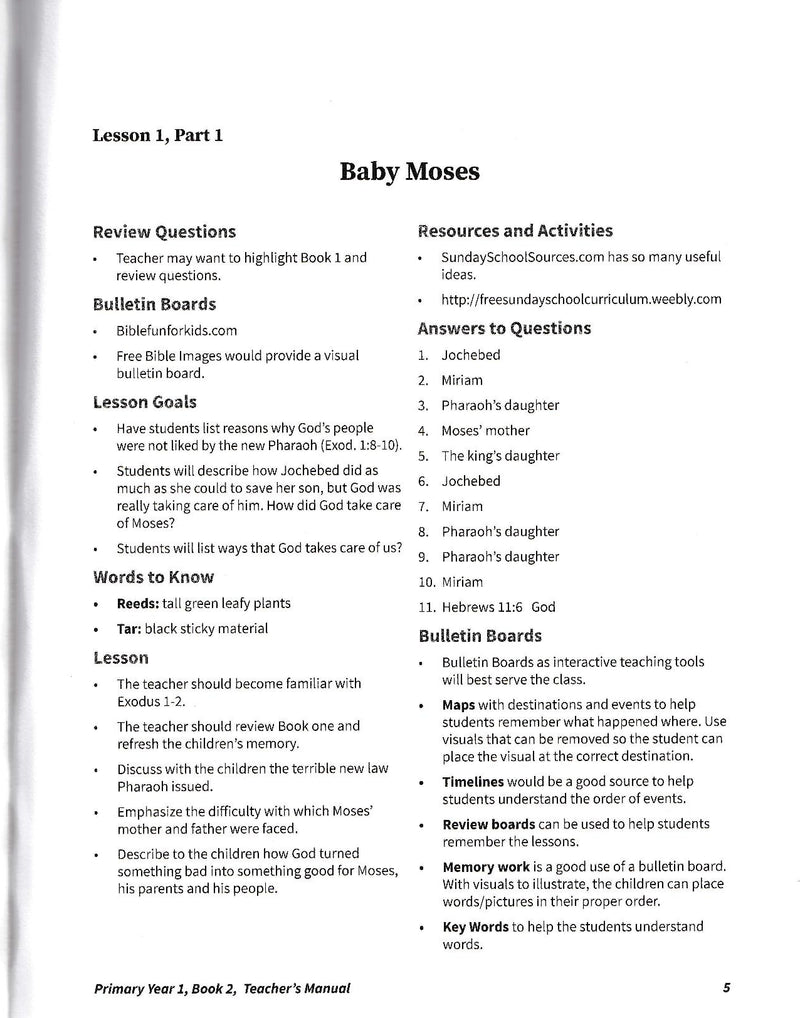From Egypt to the Promised Land (Primary 1:2) Teacher Manual