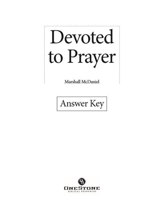Devoted to Prayer - Downloadable Answer Key PDF