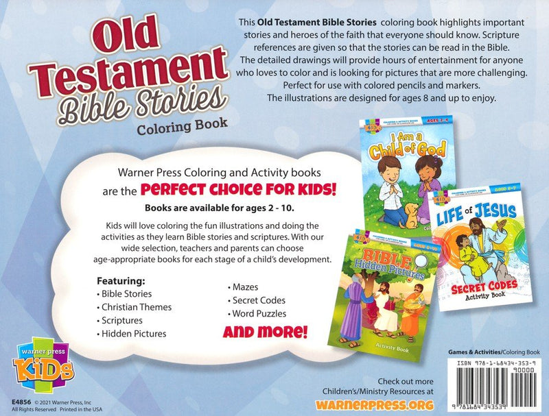 Old Testament Bible Stories Coloring Book Ages 8 & up