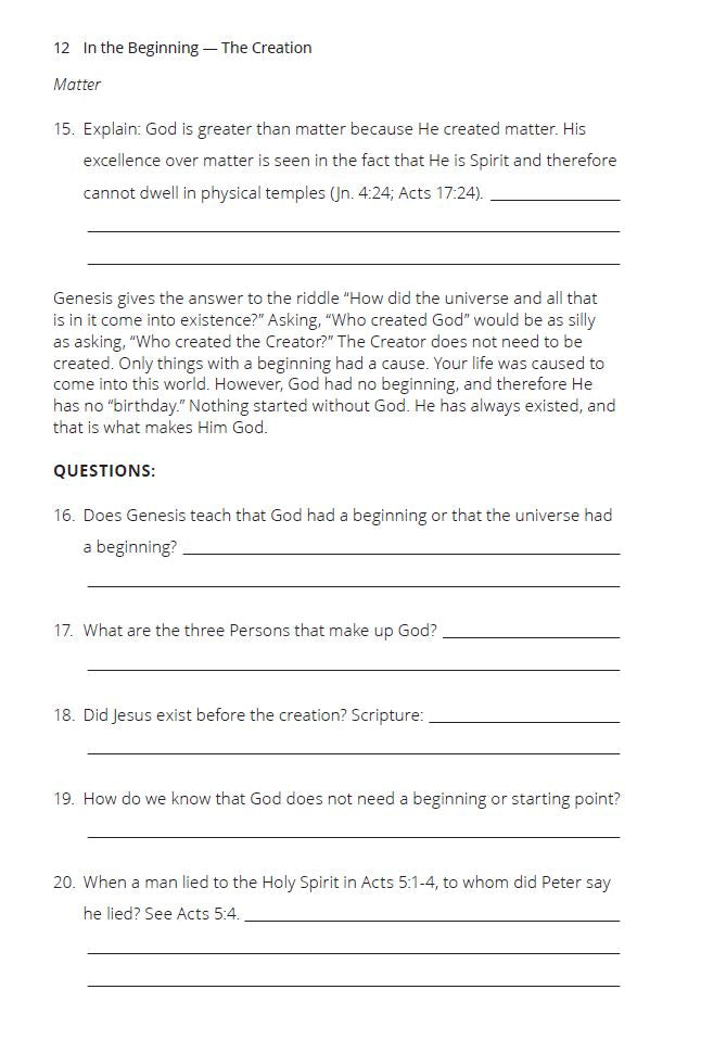 In The Beginning: The Creation (Faith Builder Series, 6:1)