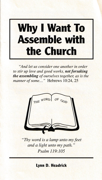 Why I Want to Assemble With the Church Tract