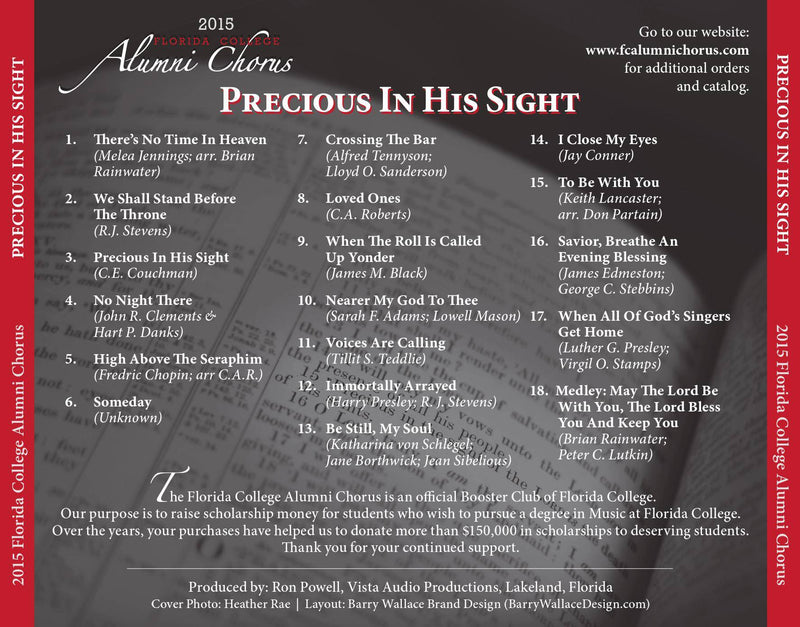 FC Alumni Chorus - Precious in His Sight - 2015 CD