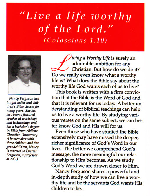 Worthy Life Program Living a Worthy Life — One Stone Biblical Resources