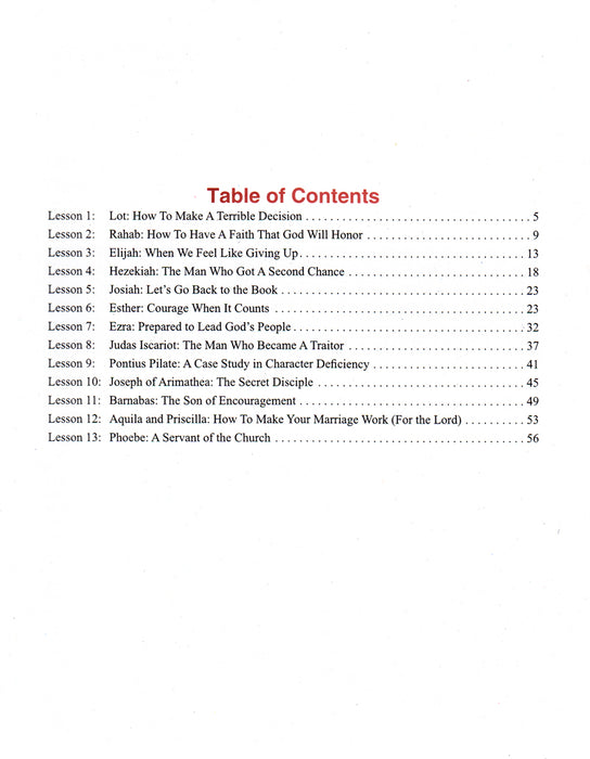 Minor Bible Characters Table of Contents