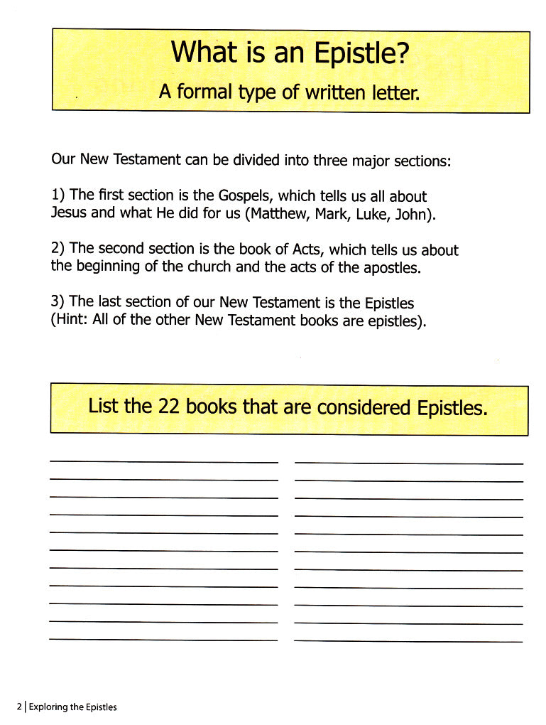 Exploring the Epistles Part 1 (Primary 3:3) Student
