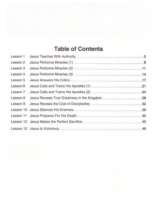 Jesus Does Table of Contents