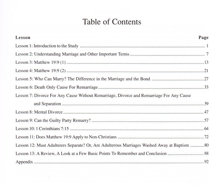 Table of Contents