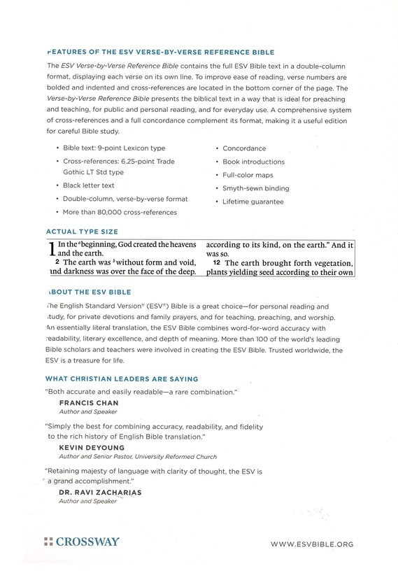 ESV Verse-by-Verse Reference Bible - Black Top Grain Leather