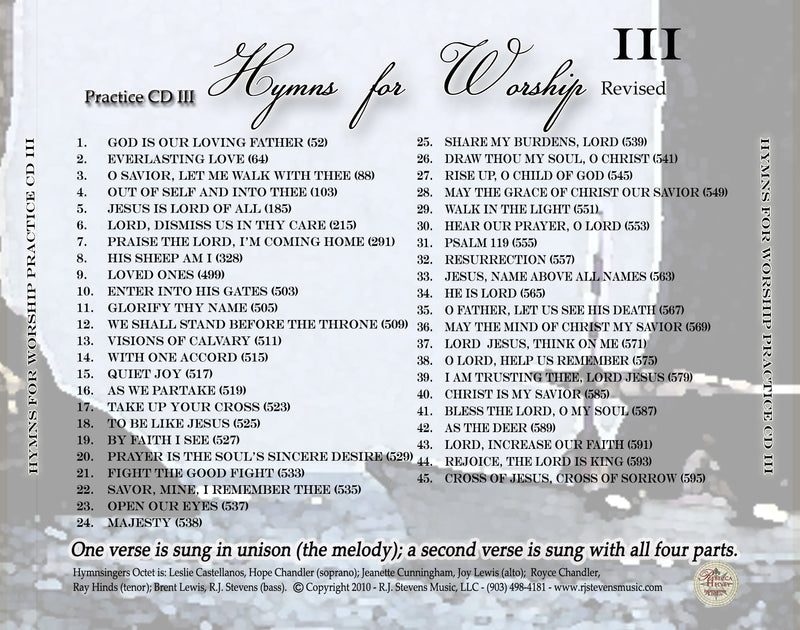 Hymns For Worship Practice CD #3