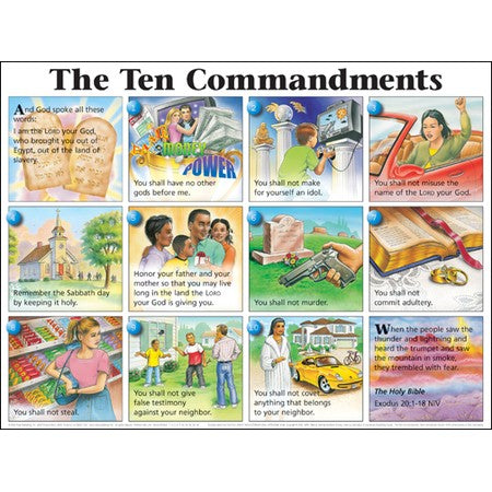 Ten Commandments NIV Wall Chart Laminated