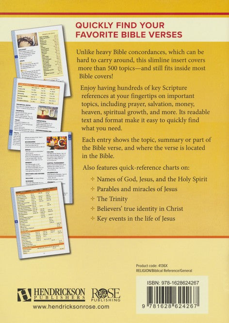 Topical Bible Index, Bible Insert