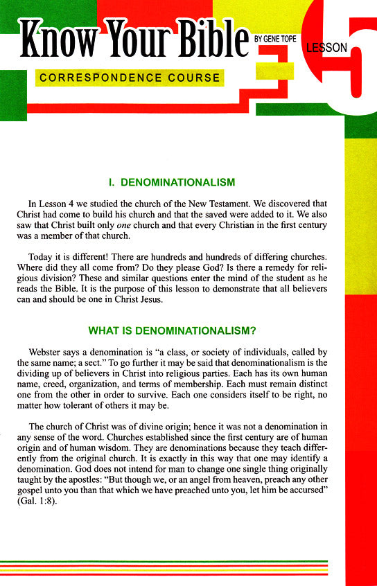 Know Your Bible CC:  Lesson 5