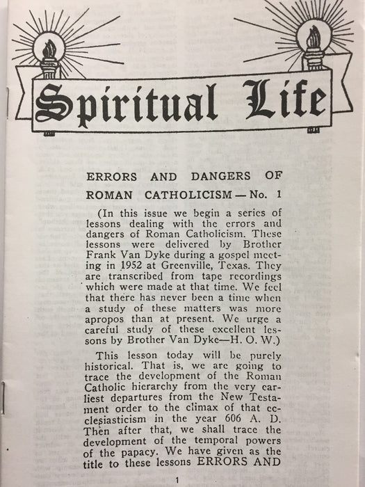 Spiritual Life - Errors & Dangers of Roman Catholicism