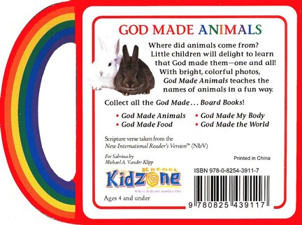 God Made Animals Board Book with Handle
