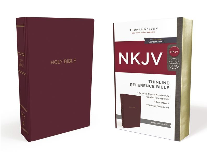 NKJV Thinline Reference Bible Burgundy Leather-look