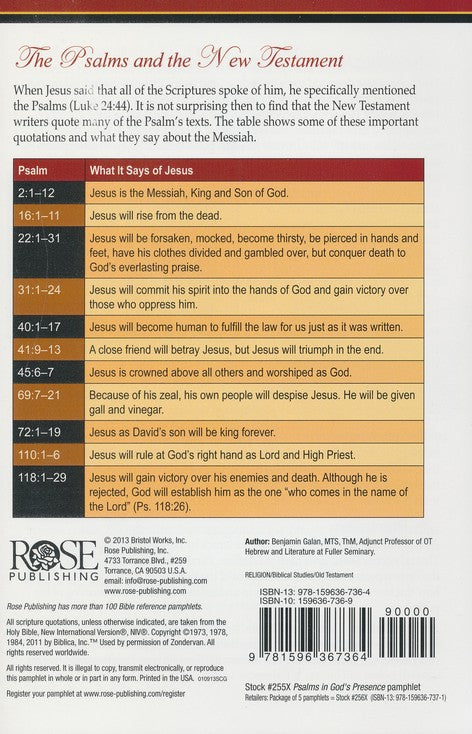 Psalms Pamphlet: In God's Presence