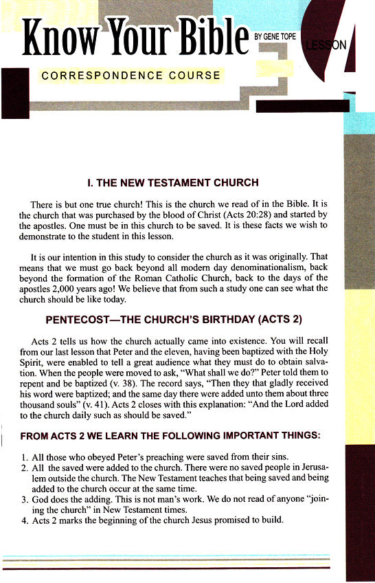 Know Your Bible CC:  Lesson 4