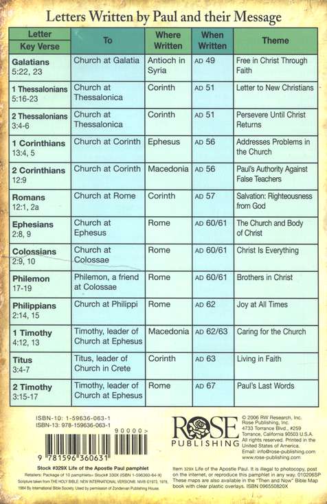Life of the Apostle Paul Pamphlet