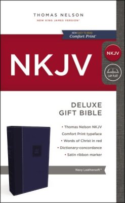 NKJV Deluxe Gift Bible Navy LeatherSoft