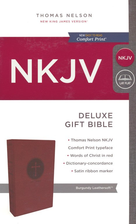 NKJV Deluxe Gift Bible Burgundy LeatherSoft