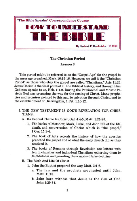 How to Understand the Bible Correspondence Course:  Lesson 3