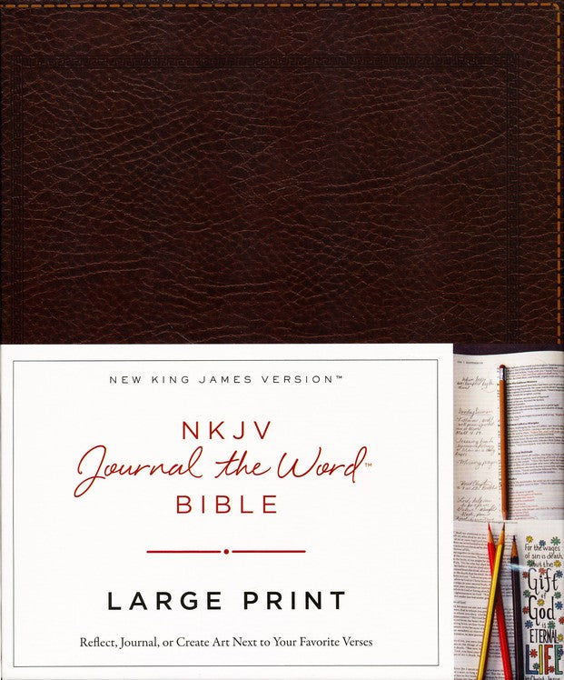 NKJV Journal the Word Bible Large Print,  Brown Bonded Leather