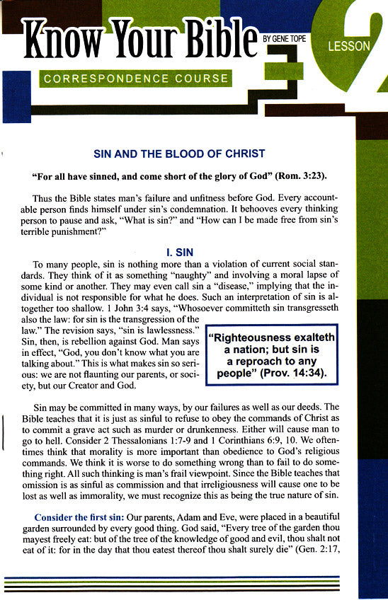 Know Your Bible CC:  Lesson 2