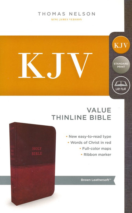 KJV Thinline Value Bible Brown Leathersoft